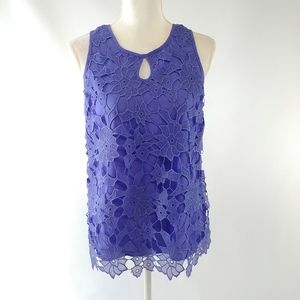 Crocheted Detail Floral Tank Top NWOT